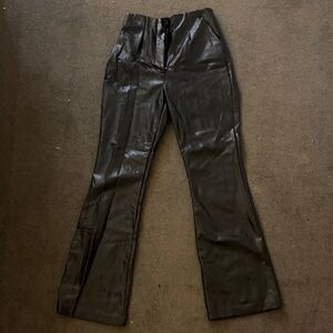 Abercrombie & Fitch Black Faux Leather Flare Pants